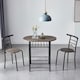 image 4 of Kitchen Breakfast Bar Small Dining Table and 2 chairs Set with Metal frame -Brown