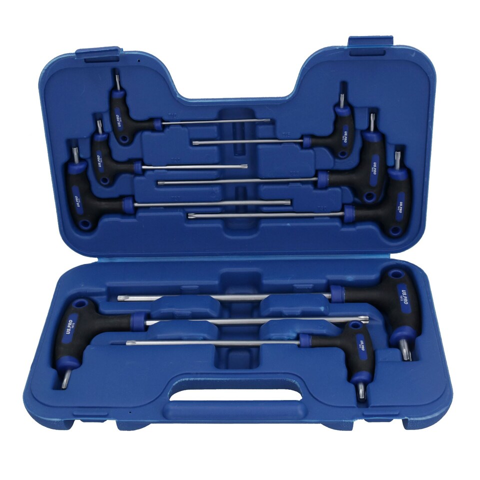 image 1 of Torx Star Security Torx T Bar Handled Set TRX T10 - T50 9pc