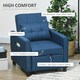 image 4 of HOMCOM Pull Out Sleeper Chair Bed w/ Pillow, Side Pockets, Blue