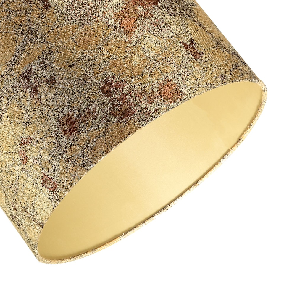 image 1 of Designer Textured Gold and Burnt Orange Jacquard Fabric Drum Lampshade | Gold | Gold | 1