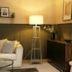 image 1 of ValueLights Hiru Grey 3 Tier Shelf Floor Lamp Cream Shade