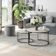 image 7 of HOMCOM 2 Pcs Stacking Coffee Table Set Steel Frame, Marble Grey Black