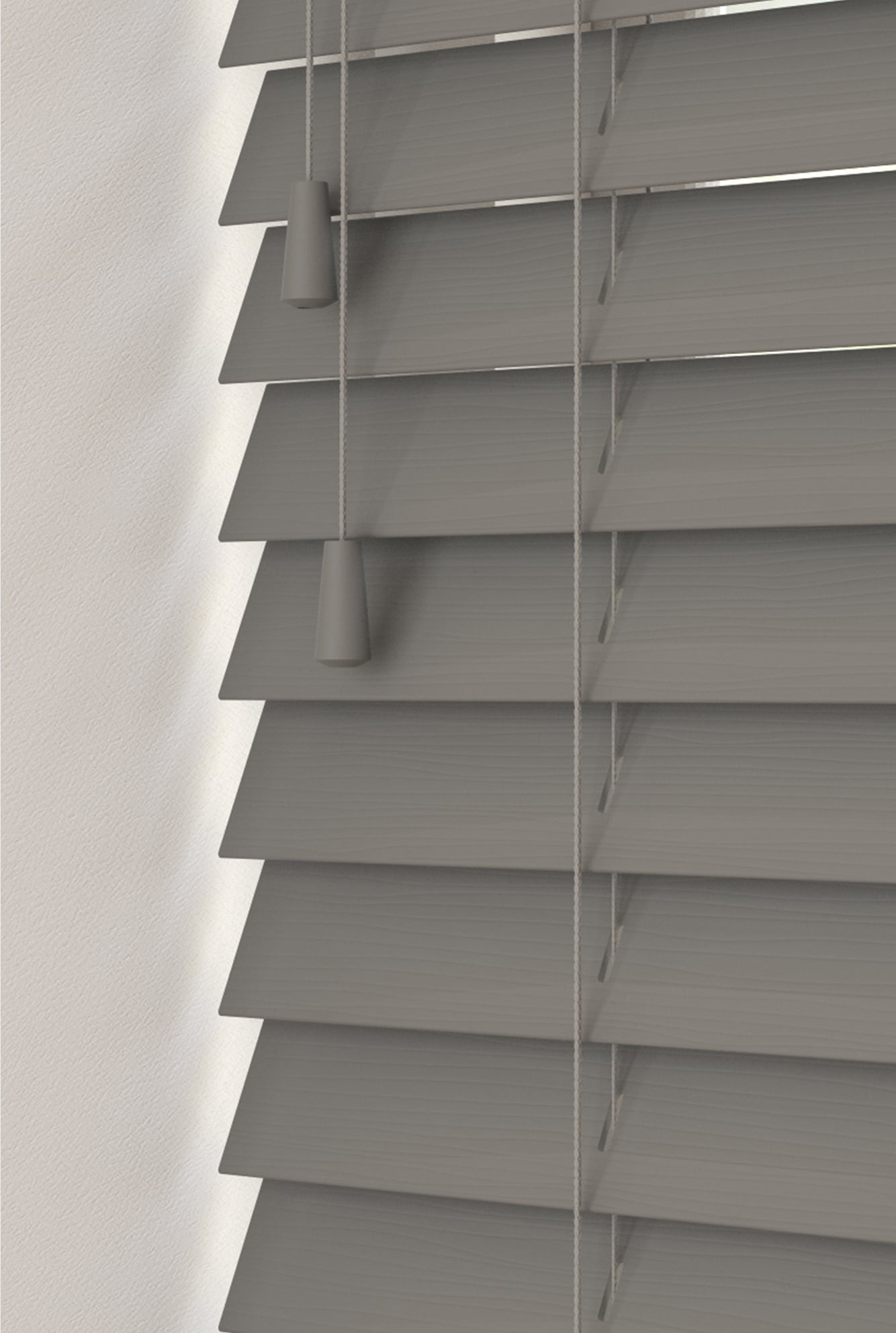 Blinds Outlet Faux Wood String Venetian Blind in Dark Grey | Size: 90 cm width x 120 cm drop