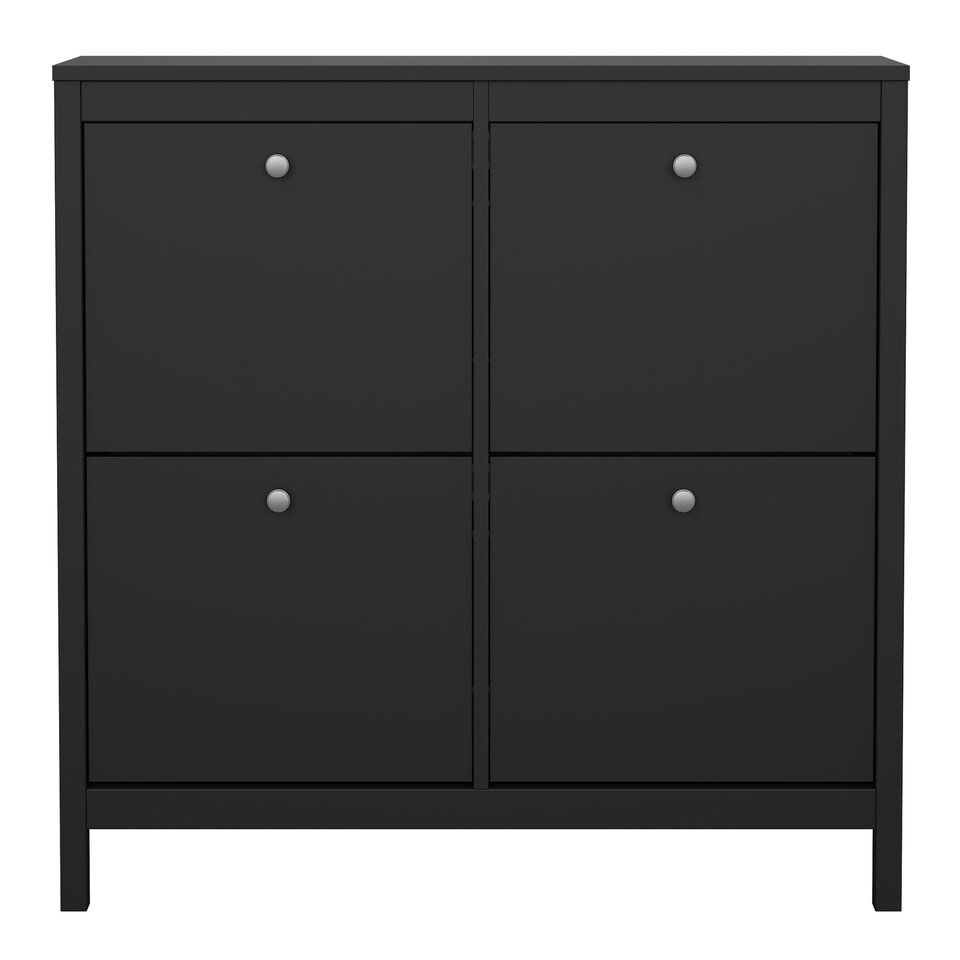 image 1 of Madrid Shoe Cabinet 4 Flip Down Doors in Matt Black