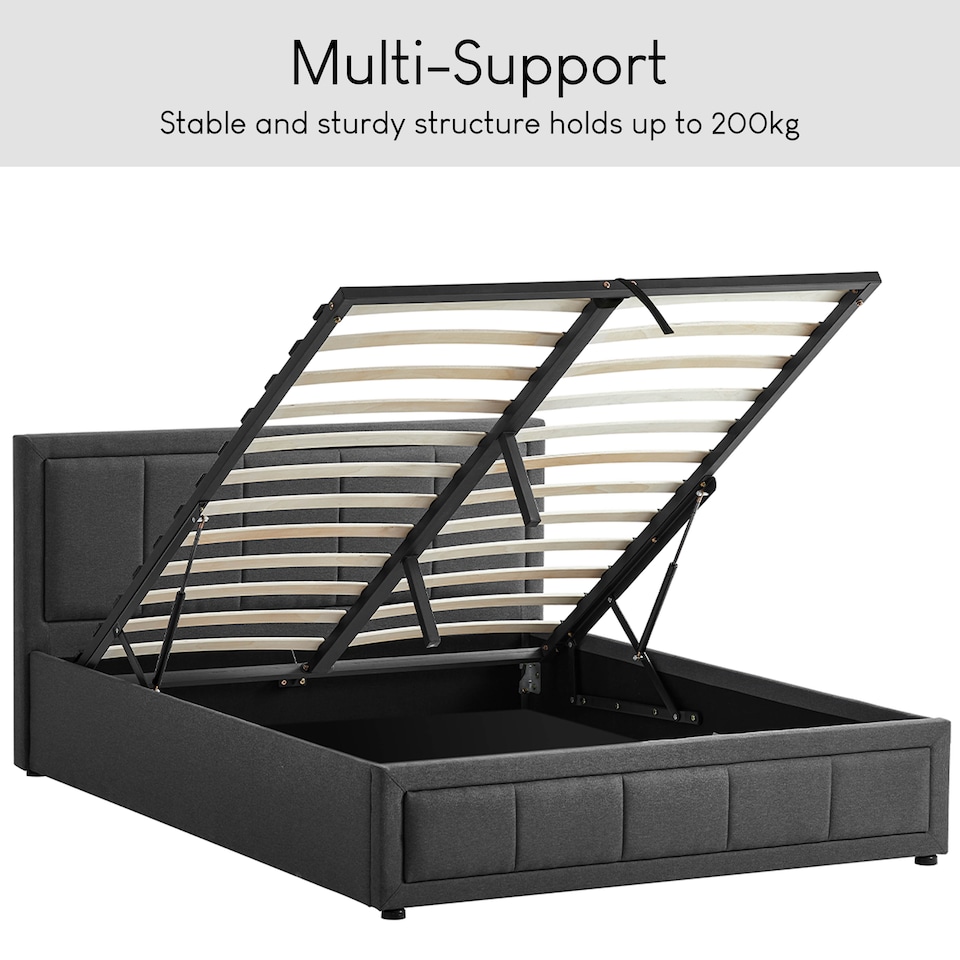 image 1 of Vida Designs Vanita 4ft6 Double Ottoman Bed Storage Fabric Upholstered, Dark Grey, 135 x 190cm