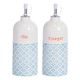 image 1 of Nicola Spring 2 Piece Hand-Printed Oil & Vinegar Pourer Bottles Set - 500ml - Blue