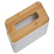 image 2 of Interiors by Premier Luxurious White Tissue Box With Bamboo Fibre Lid, Reusable Tissue Storage, Perfect For Home or Office Use