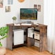 image 4 of COSTWAY Corner Desk Computer Table Workstation w/ Shelves Brown Brown