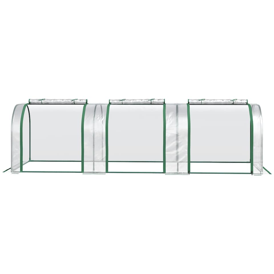 image 1 of Outsunny Tunnel Greenhouse Steel Frame for Garden w/ Zipper Doors