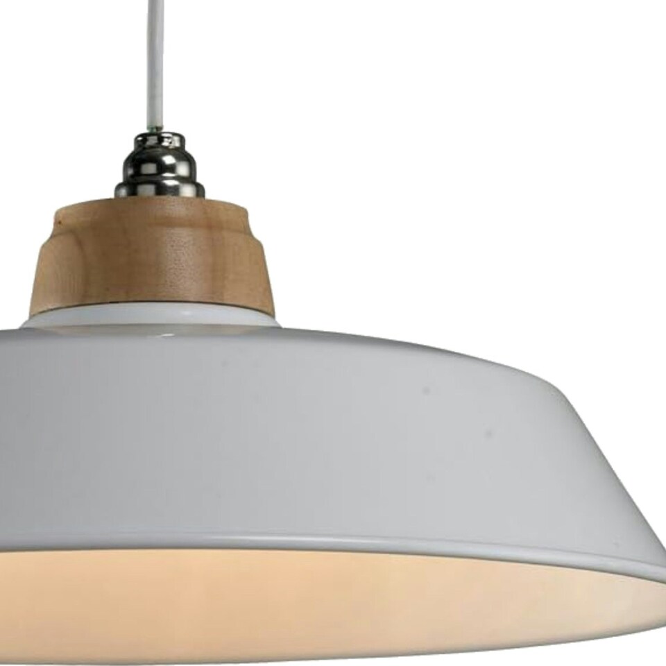 image 1 of First Choice Lighting Set of 2 Jakob Cream Metal and Wood Easy Fit Pendant Shades Cream | Brown