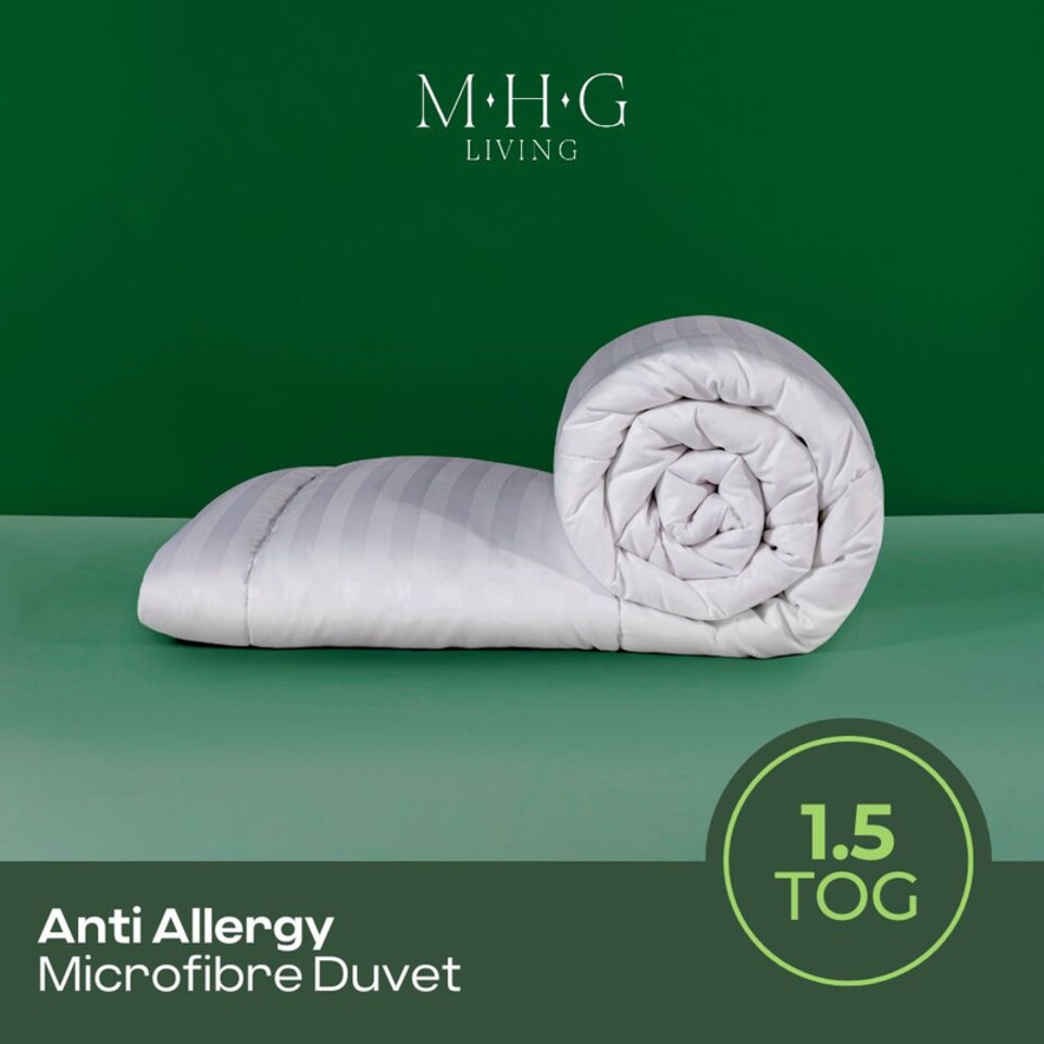 image 1 of MHG Living 1.5 Tog Summer Striped Duvet|Anti-Allergy Hypoallergenic Hollowfibre Quilt-Super King