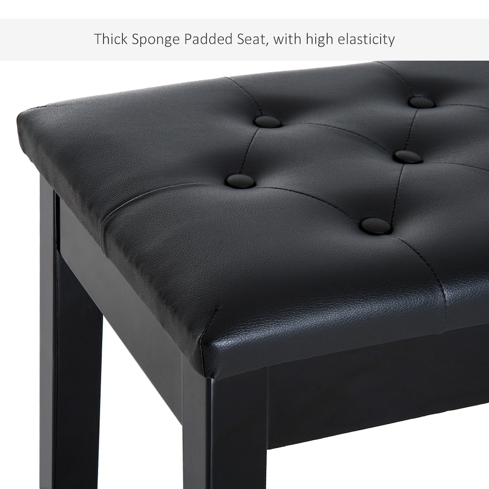 image 1 of HOMCOM Classic Piano Bench Padded Seat Makeup Stool Solid Wood Wooden Black