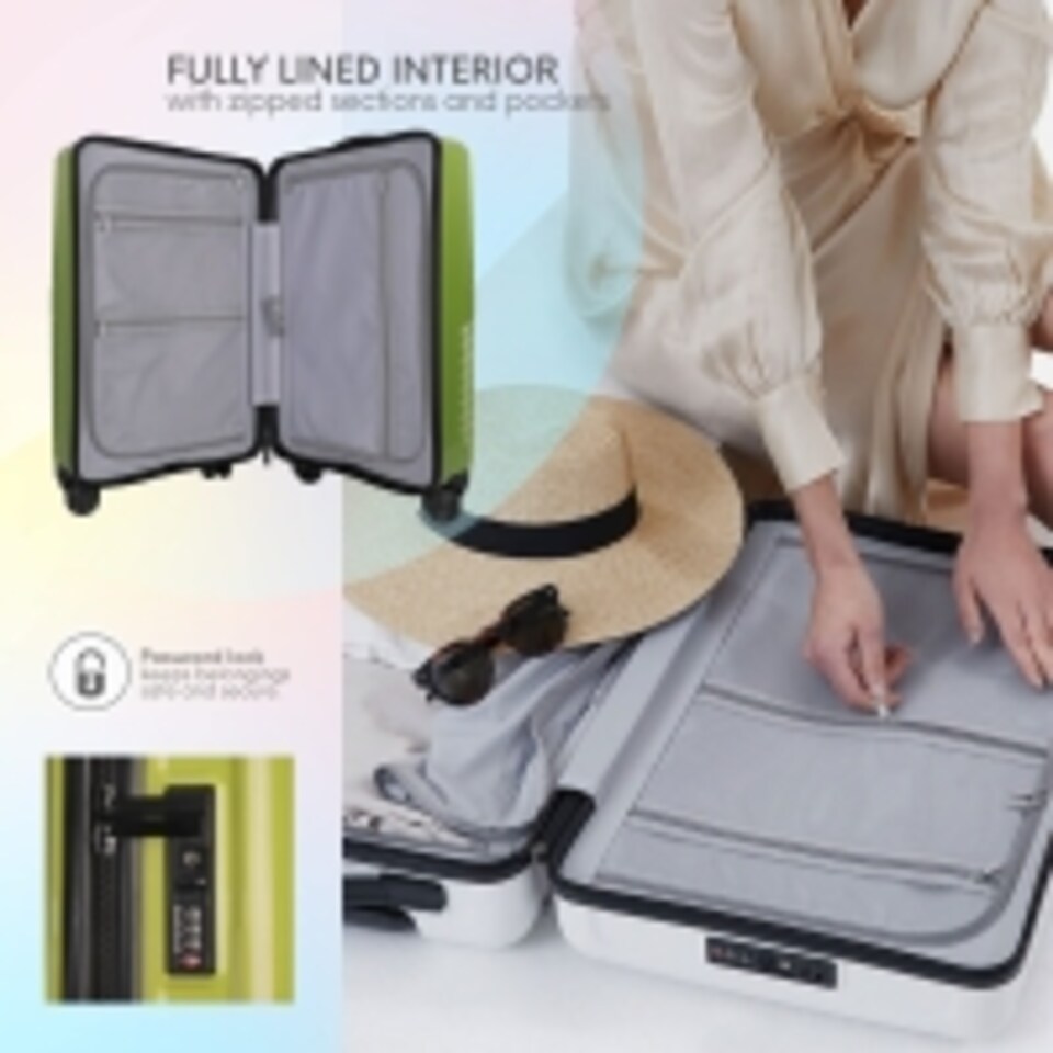 image 1 of 3-Piece Luggage Set, Lightweight ABS PC Shell, TSA Lock, 4 Wheels