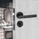 image 4 of Golden Grace Knurled T-Bar Bathroom Door Handle Set in Matt Black with Thumbturn and Mortise Lock Black