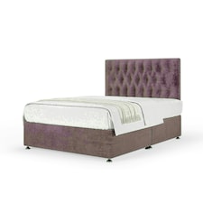 Mauve Naples Velvet No Drawer Divan Base and Lona Headboard Single