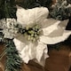 image 6 of 1.8M (6ft) White Poinsettia Christmas Garland Silver Balls Glitter Snow Flocked