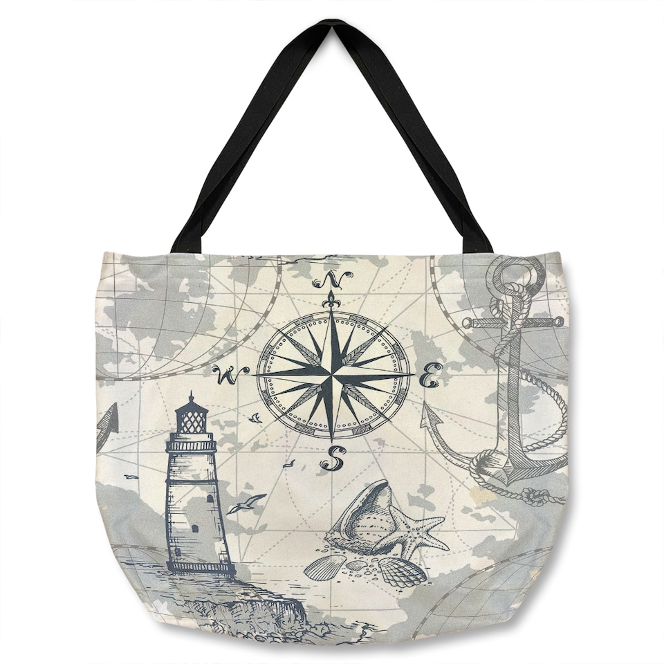 Compass & Map Tote bat | Multi