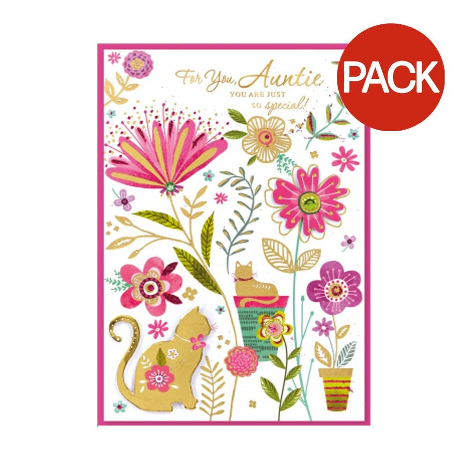 image 1 of Simon Elvin For You Auntie Greetings Card (Pack of 6) - White/Pink - One Size White | One Size