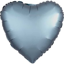 Steel Blue Satin Luxe Heart Foil Helium Balloon 43cm / 17 in