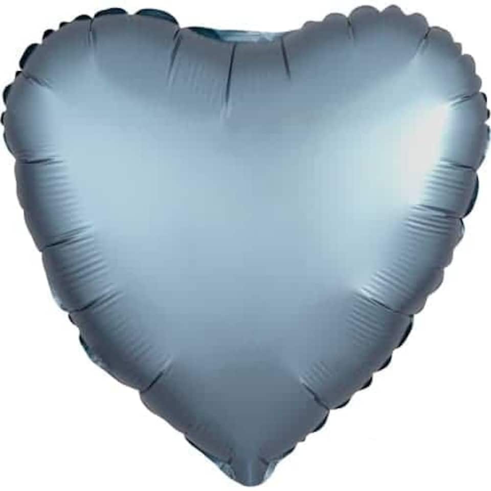 Steel Blue Satin Luxe Heart Foil Helium Balloon 43cm / 17 in