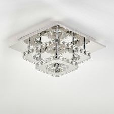 Living and Home Contemporary Crystal LED Ceiling Light Fixture with Double-Tier Design