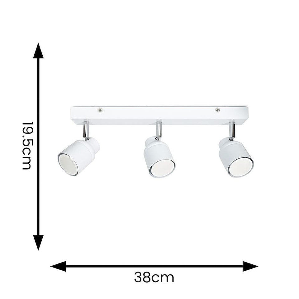 image 1 of ValueLights Benton White IP44 Bathroom Bar Ceiling Light & Bulb | White