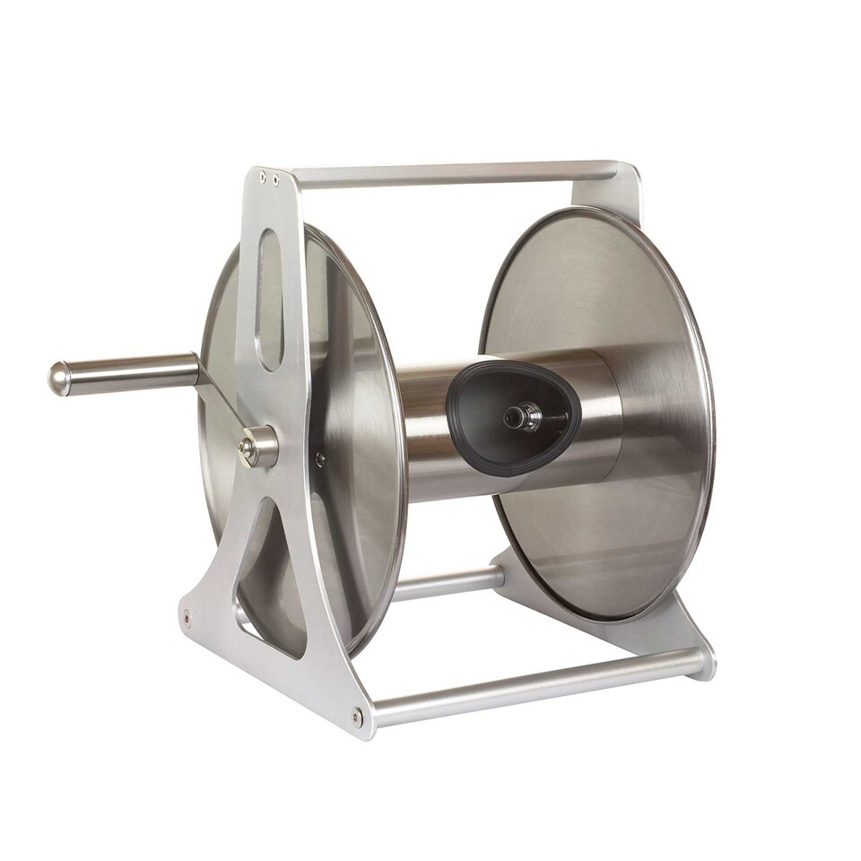 image 1 of Flopro Professional Empty Metal Hose Reel, Stainless Steel & Aluminium