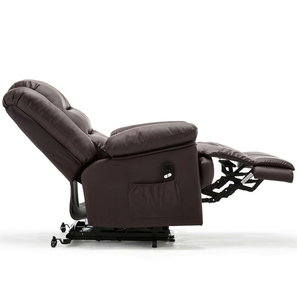 image 1 of Loxley Single Motor Electric Rise Recliner Bonded Leather Lift Chair (Brown)
