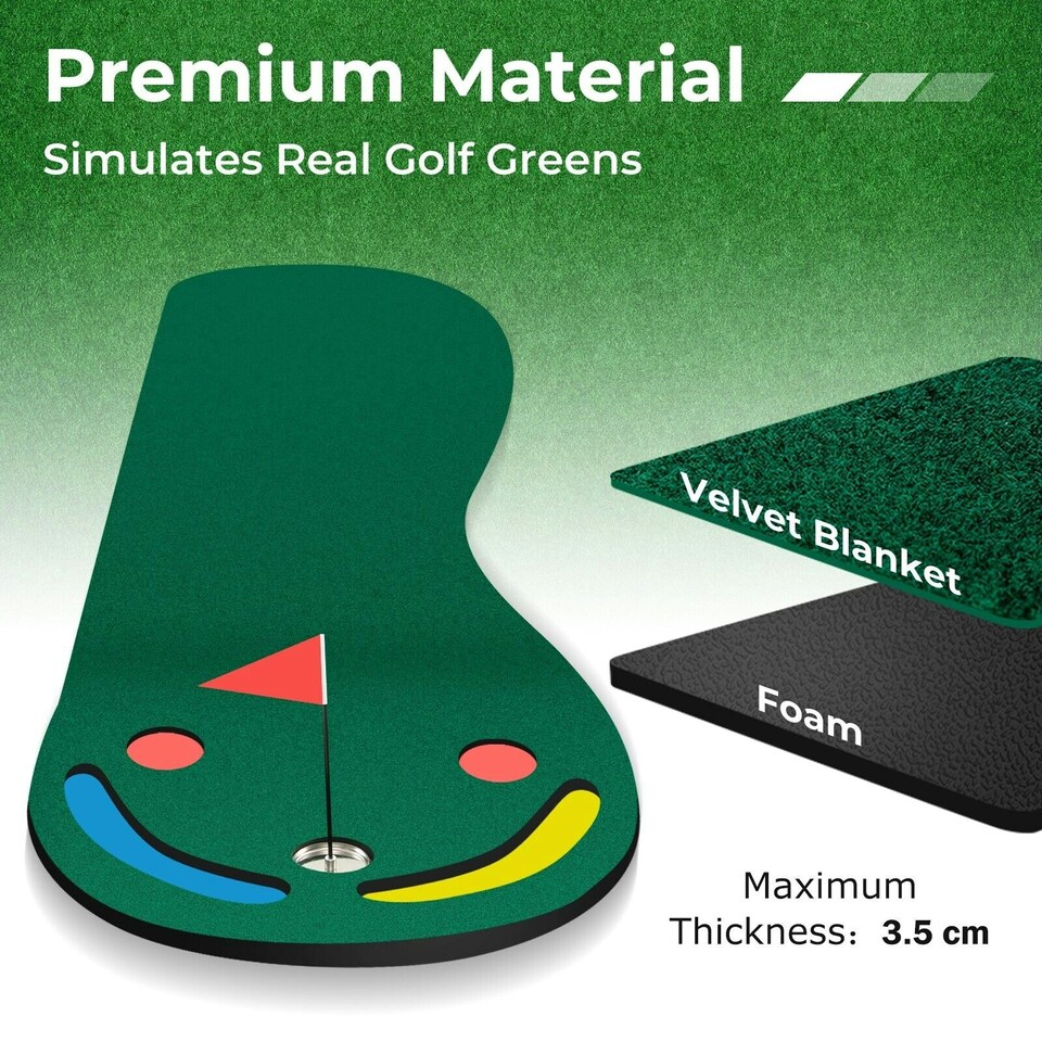 image 1 of COSTWAY Golf Putting Set Golf Practice Three Putting Mat