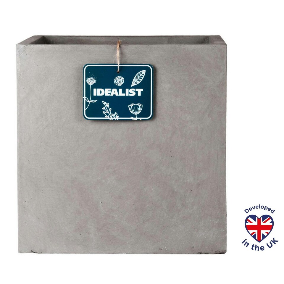 image 1 of Square Box Grey Light Concrete Garden Planter H40 L40 W40 cm, 65 ltrs Cap.