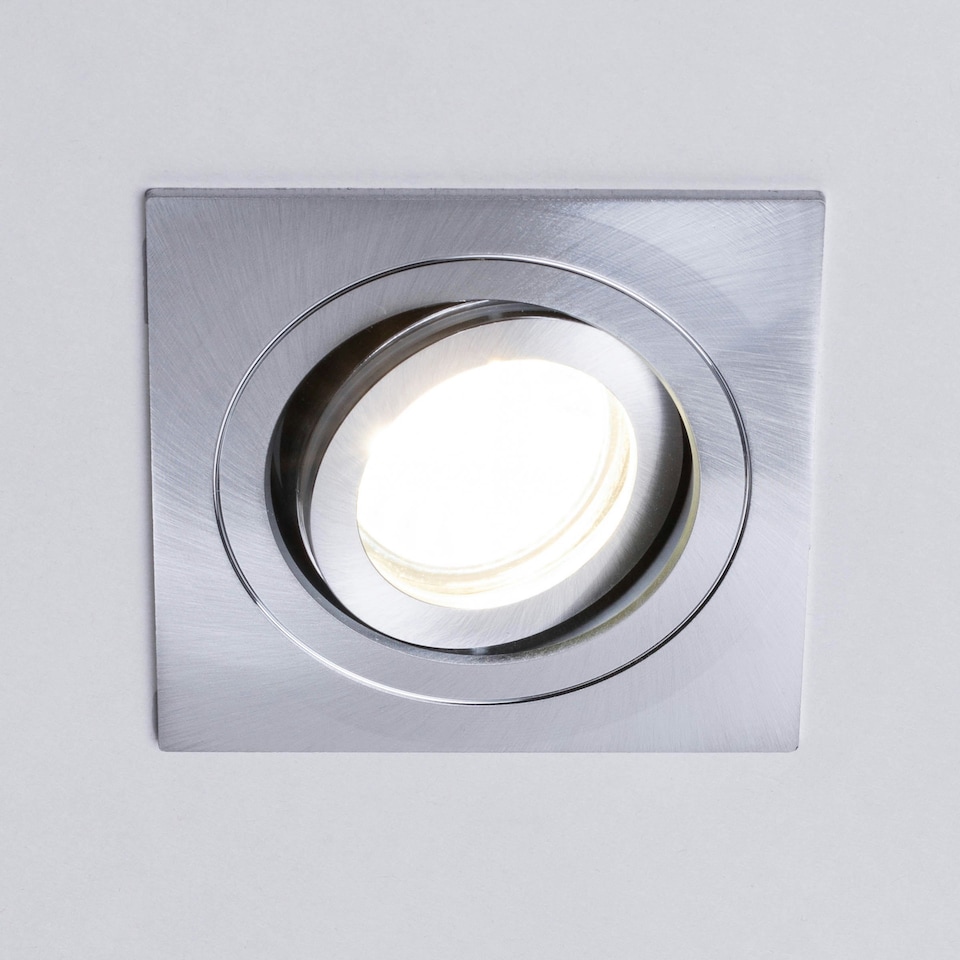image 1 of BHS Sym Square IP65 Tiltable Downlight | Silver | Satin Nickel | 1
