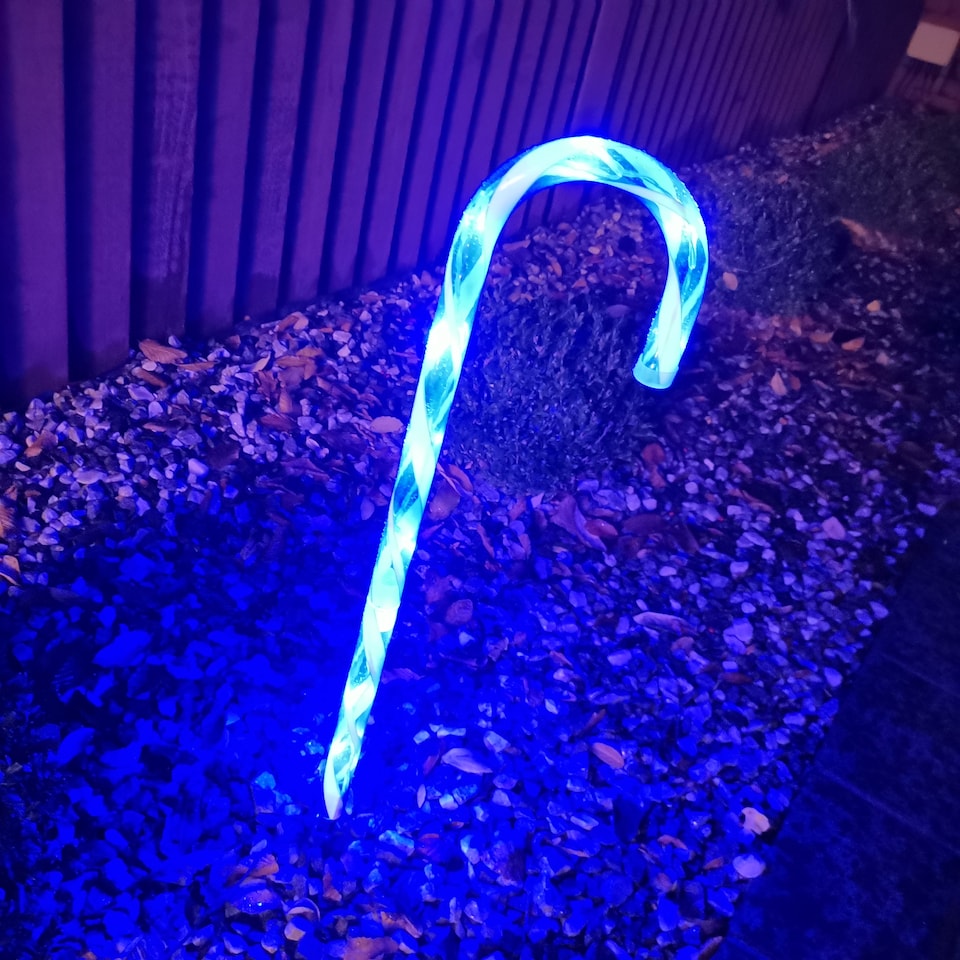 image 1 of 4pcs 62cm Premier Outdoor Multicoloured Christmas Candy Cane LED Path Lights for Garden | Multi | Multi Coloured