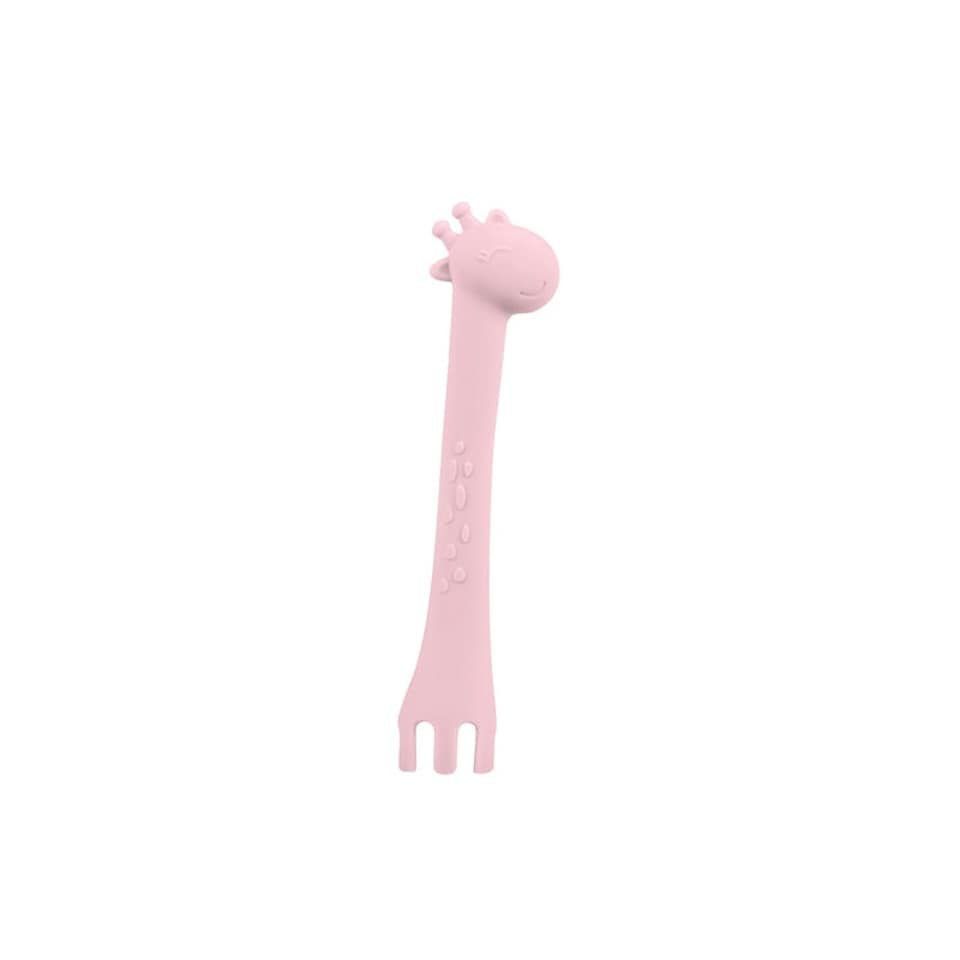 image 1 of Kikka Boo Silicone Spoon With Fork Giraffe Pink