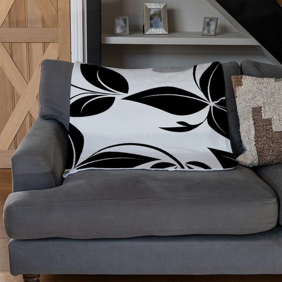 image 1 of Black & White Floral (Blanket)