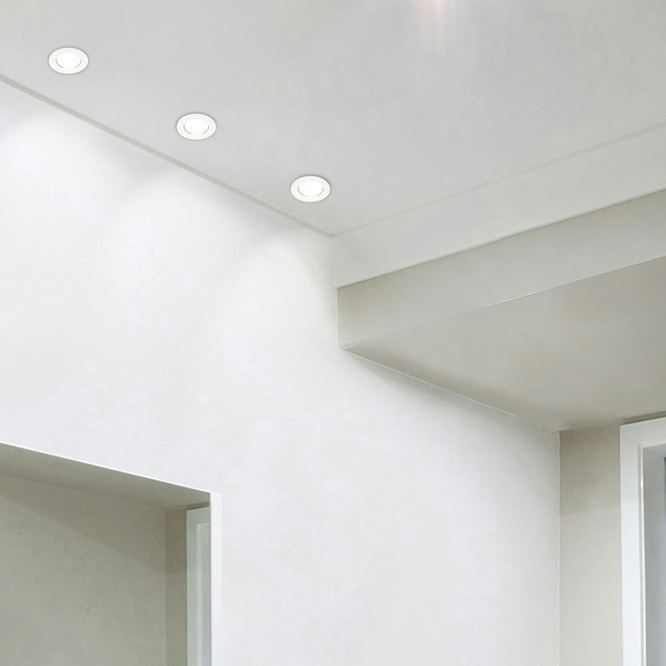 image 1 of ValueLights 10 Pack Fire Rated Gloss White Recessed GU10 Ceiling Spotlights Downlights