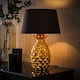 image 3 of ValueLights Pineapple Painted Gold Table Lamp with Small Black Tapered Shade and E14 Golfball LED 4W Warm White 3000K Bulb | Black