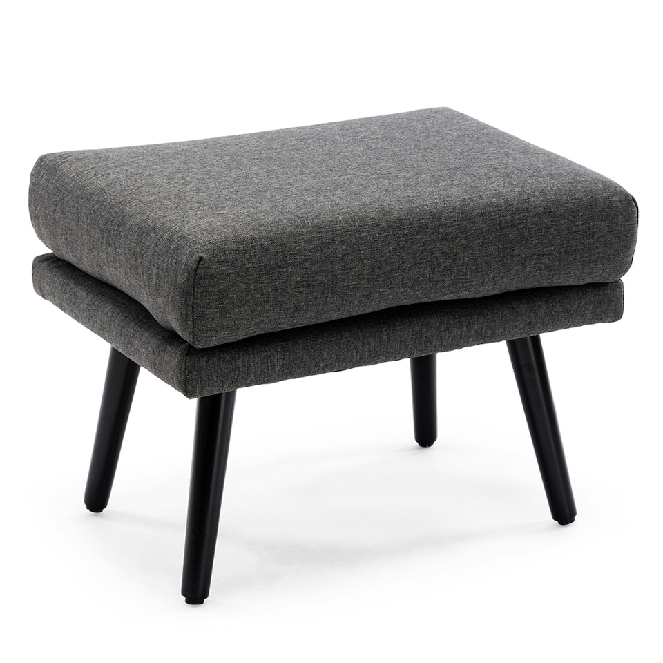 image 1 of Winslow Wing Back Fabric Occasional Button Back Armchair w Footstool (Grey)