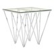 image 2 of Chrome End Table with Triangular Base,Clear Tempered Glass Top Settee Side Table,Metal Design Side Table