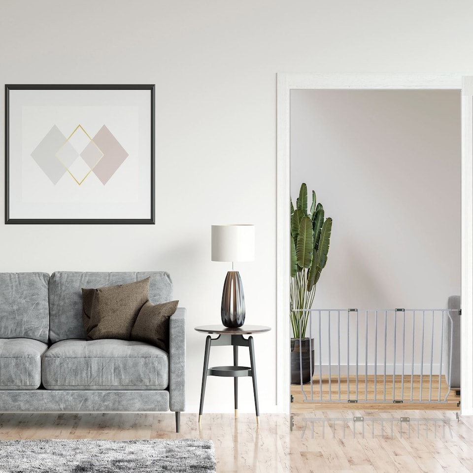 image 1 of Safetots Eco Screw Fit Baby Gate, Grey, 70cm - 80cm,  Stair Gate for Toddler and Baby, Screw Fit Safety Barrier