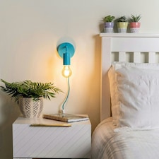ValueLights Jordy Plug in Colour Pop Blue Wall Light