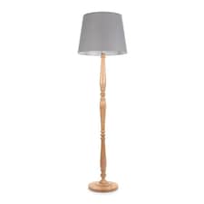 ValueLights Victoria Light Wood Floor Lamp Grey Taper Shade | Brown | Grey