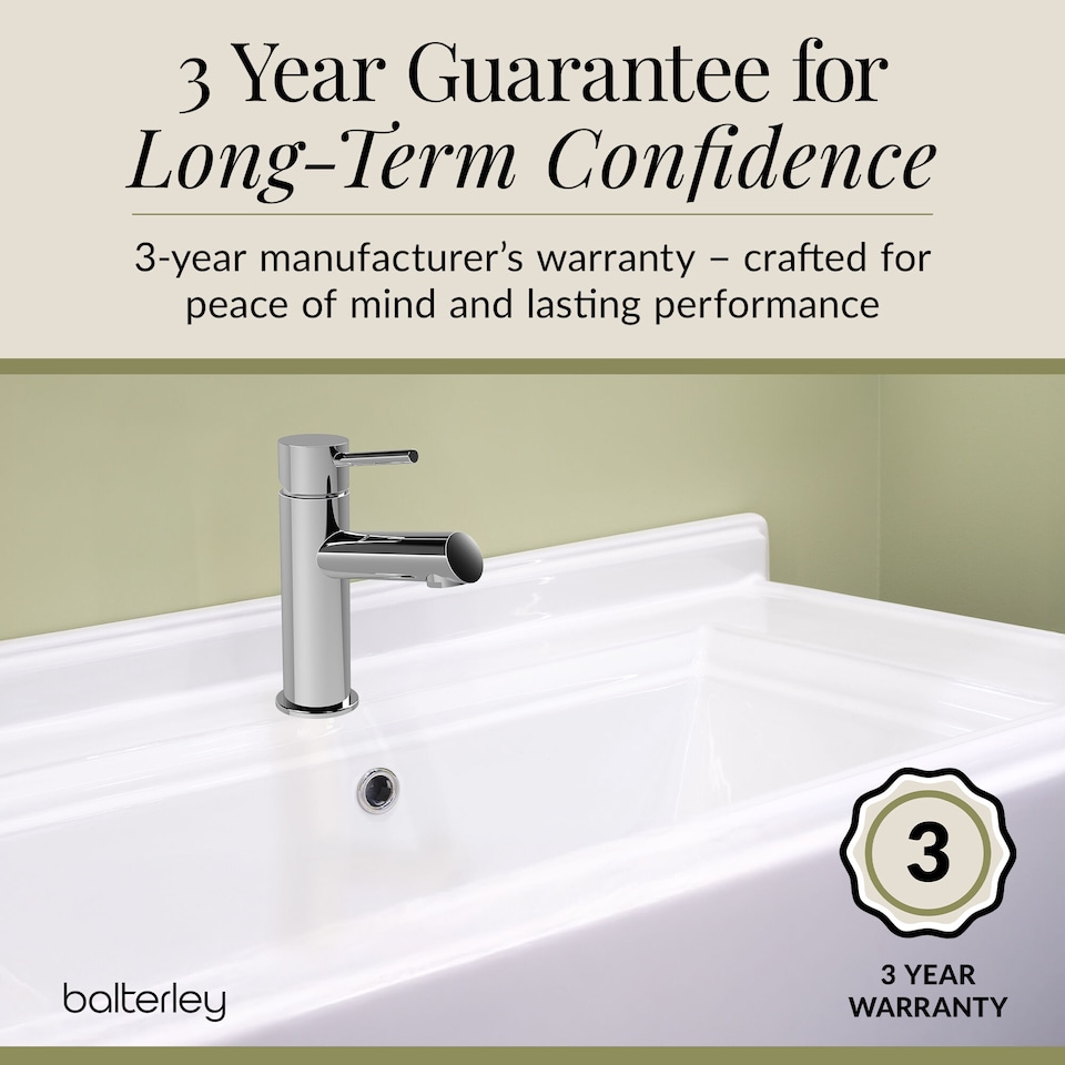 image 1 of Balterley Nova Mono Basin Mixer with Push Button Waste, 1-Handle Deck Mounted Tap | Silver | Chrome | 1