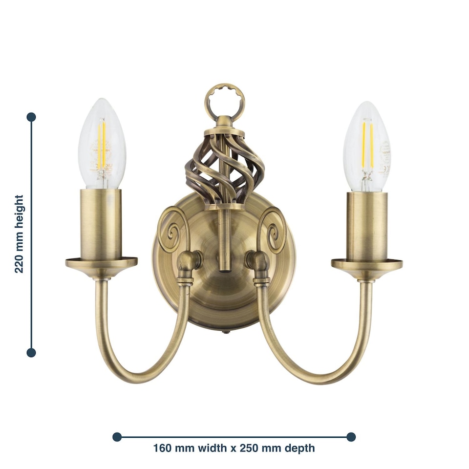 image 1 of Barley Twist - Antique Brass Wall Light | Yellow | 1