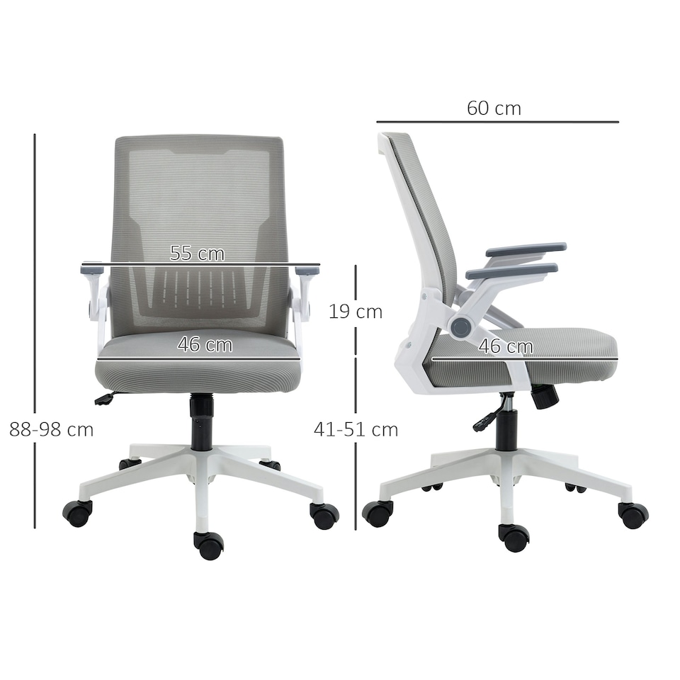 image 1 of Vinsetto Mesh Office Chair for Home with Lumbar Support, Flip-up Arm