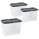 image 3 of 3 x 80L Clear Plastic Curve Storage Container With Black Lid Ideal For Home & Office Organisation Clear