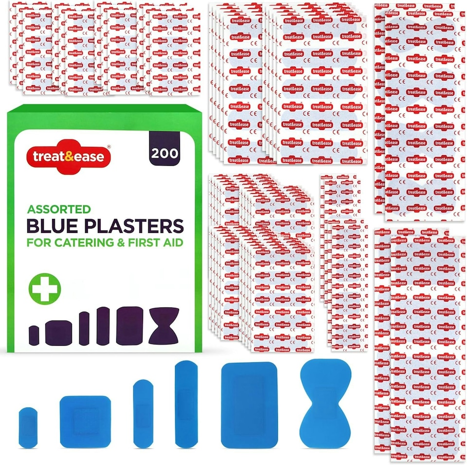 image 1 of SOL 200pk Assorted Blue Plasters for Catering and First Aid - Strong Adhesion