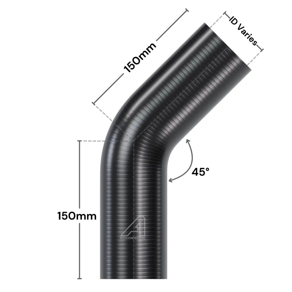 image 1 of Auto Silicone Hoses 80mm Black 45 Degree Silicone Elbow Hose Coupler Bend Pipe Connector Turbo Intercooler Radiator Coolant Air