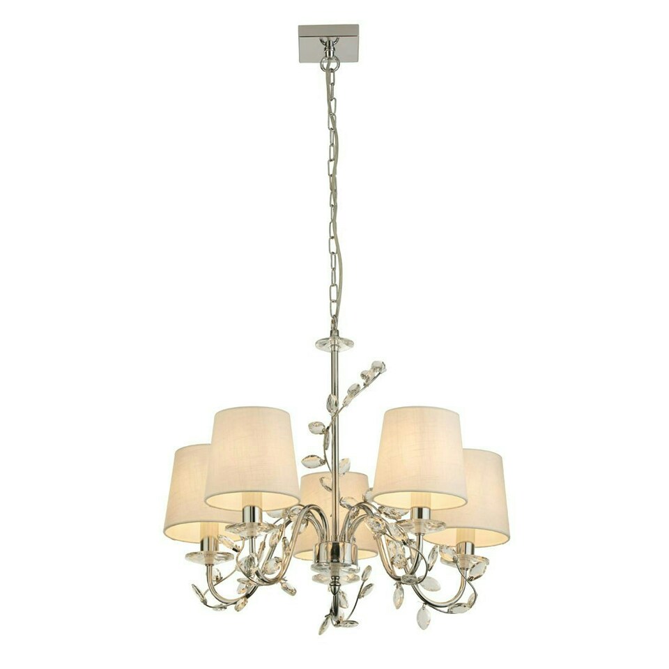 image 1 of Rosie 5 Light Chrome & Clear Glass Trim Shaded Chandelier