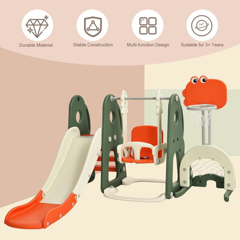 image 1 of COSTWAY Toddler Slide and Swing Set 6 in 1 Kids Climber