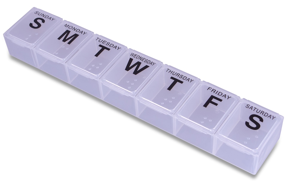 image 1 of Weekly Pill Box Clear White Large